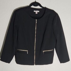 Roz & Ali Womens Jacket Size L Black Gold Tone Accent